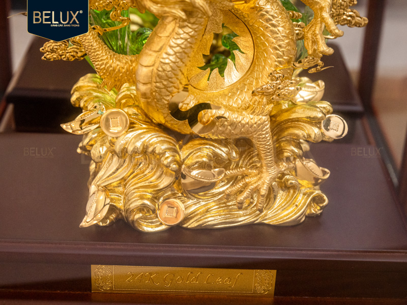 Tượng Rồng Vòng Ngọc dát vàng 24k&nbsp;29x17x34cm